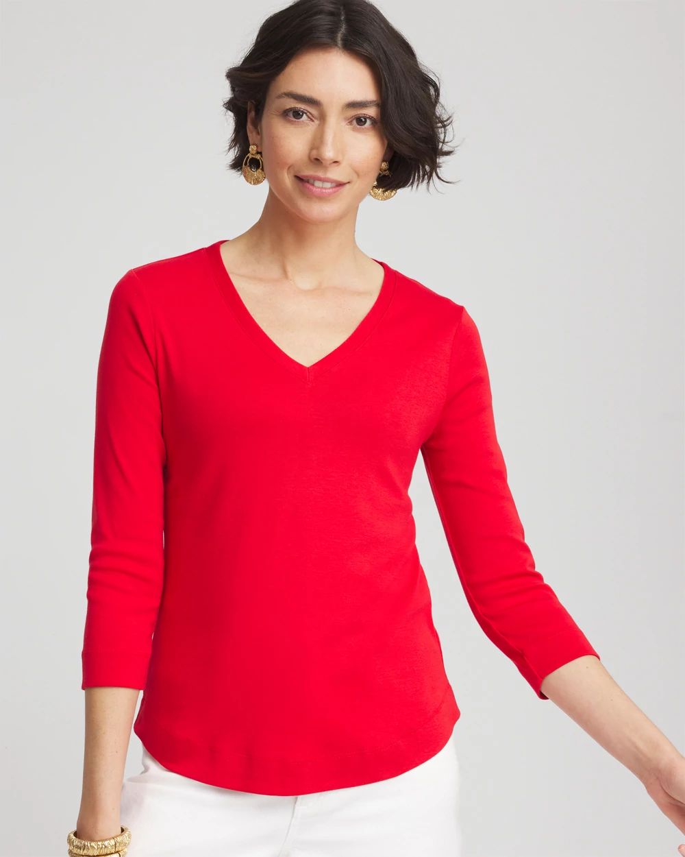 【MISCHIEF】FITTED 3-QUARTER SLEEVE TOP MUSTARD Women's Boutique 3/4 Sleeve T Shirts | Betsey's Boutique Shop